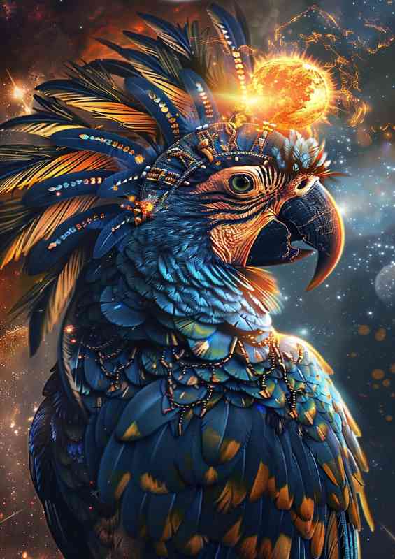 Beautiful and colorful blue gold Parrot | Poster