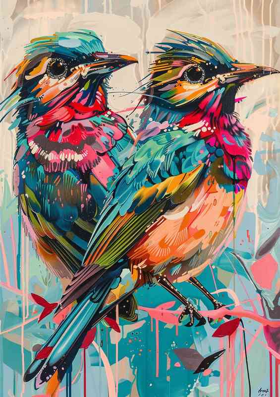 Depicting two colorful birds | Poster