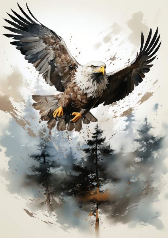 Eagle in flight water colours | Poster