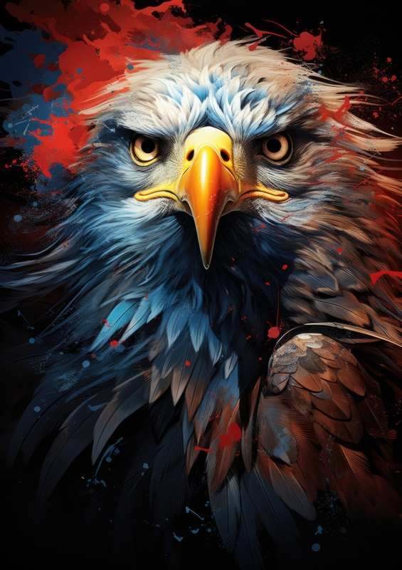 Eagle with red splashes | Canvas
