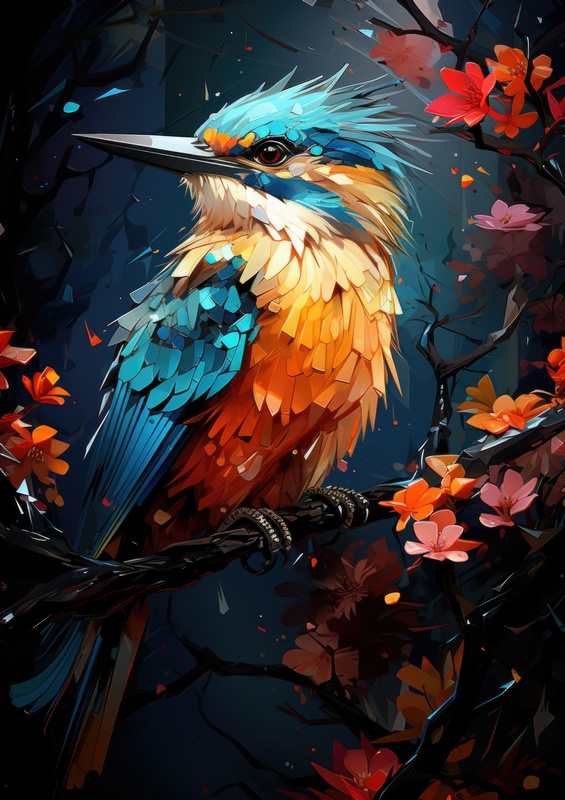 Kingfisher in pallett strokes | Canvas