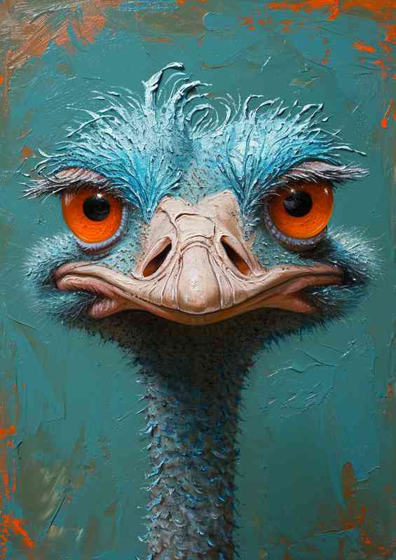 Ostrich with big orange eyes | Poster