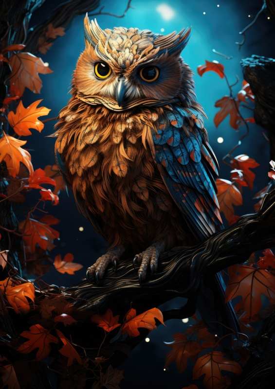 Owl in the autumn | Metal Poster