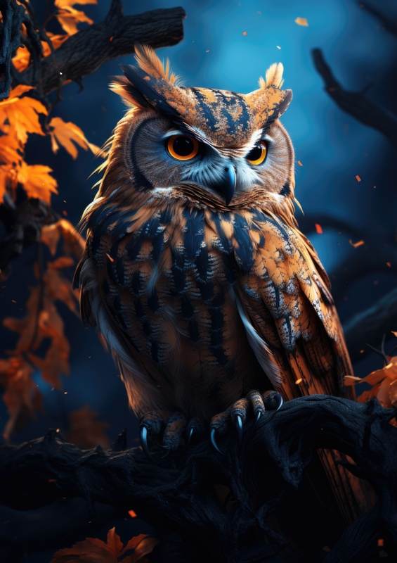 Owl pearched on a branch | Canvas