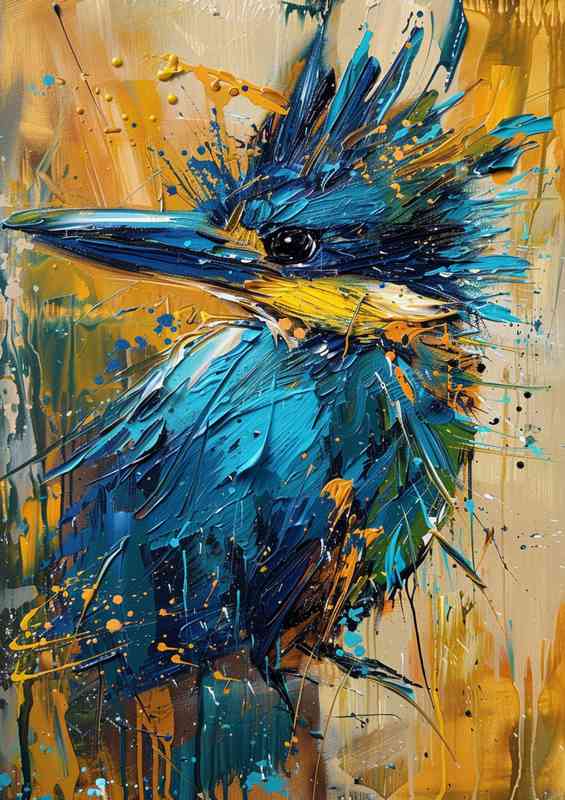 Pallet Knife style bird painted in blue | Poster