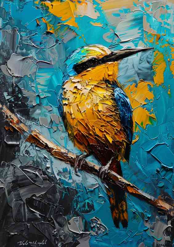 Pallet knife bule and yellow bird | Canvas