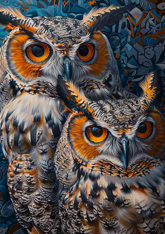 Two large Owls with big eyes | Poster
