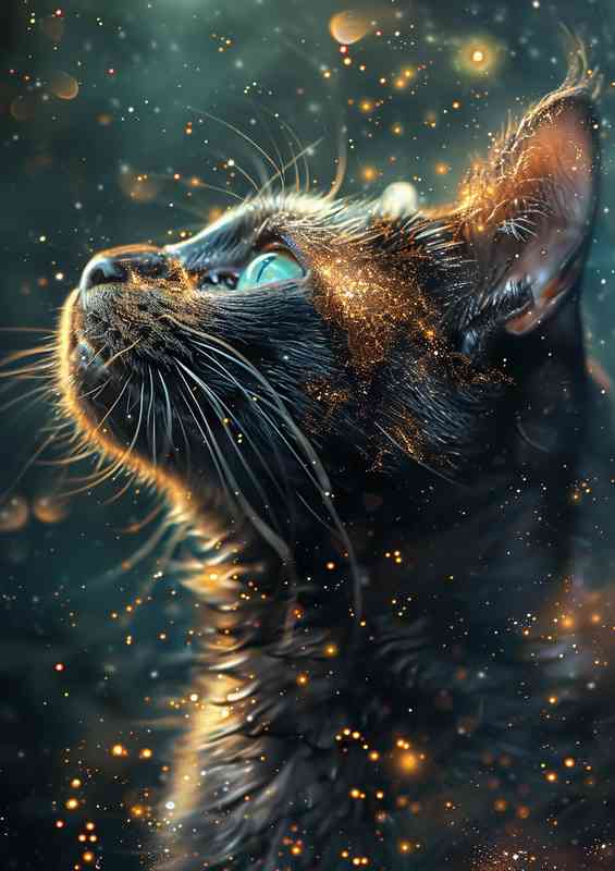 A Cat looking into a swarm of stars | Poster