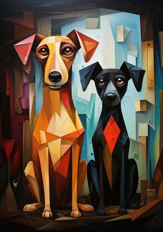 A Pair of Dogs in abstract form | Metal Poster