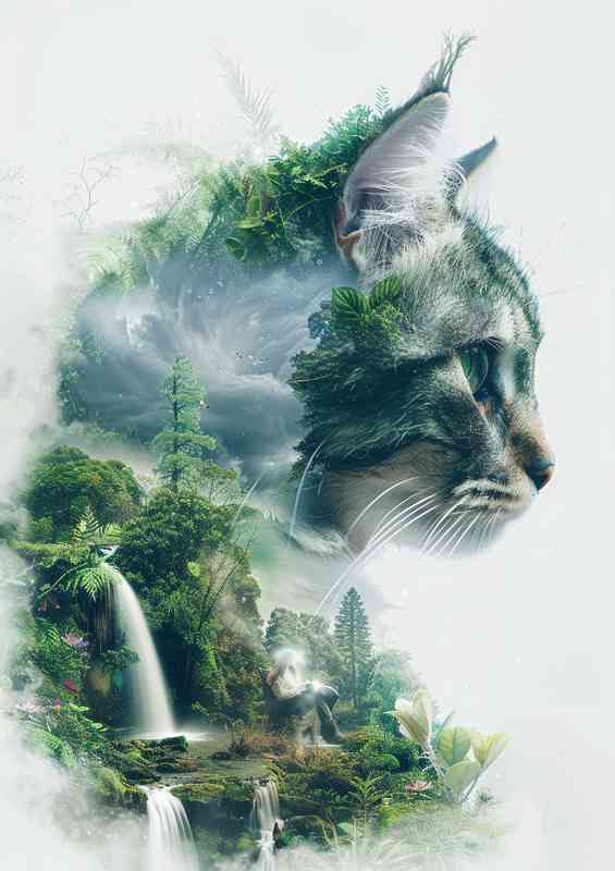 A double exposure illustration of cat | Canvas