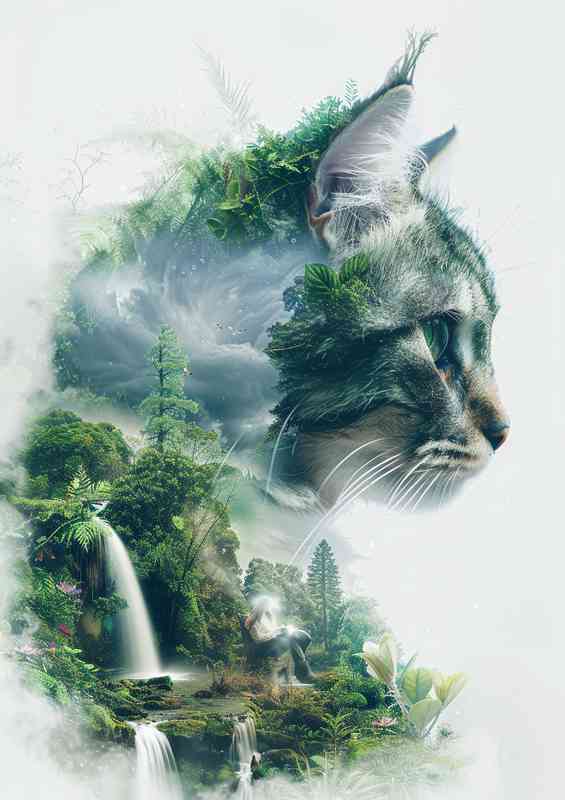 A double exposure illustration of cat | Poster