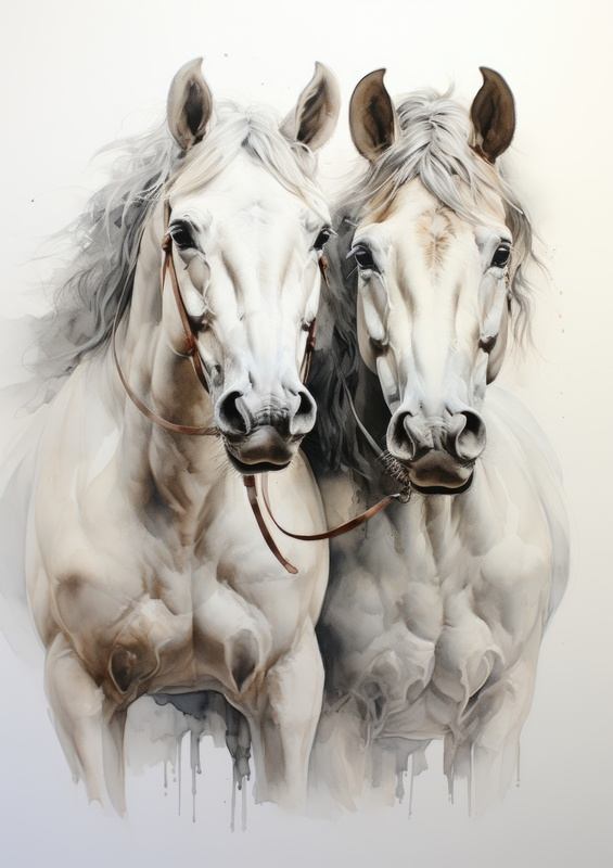 A pair of white Horses | Di-Bond