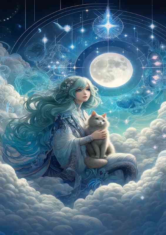 A scene where a character with flowing teal hair | Canvas