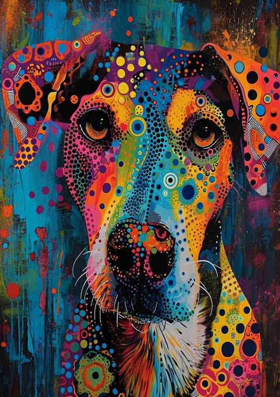 Abstract dog with psychedelic patterdale terrier | Metal Poster