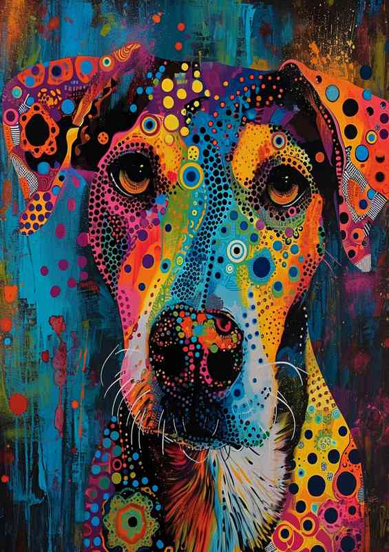 Abstract dog with psychedelic patterdale terrier | Poster