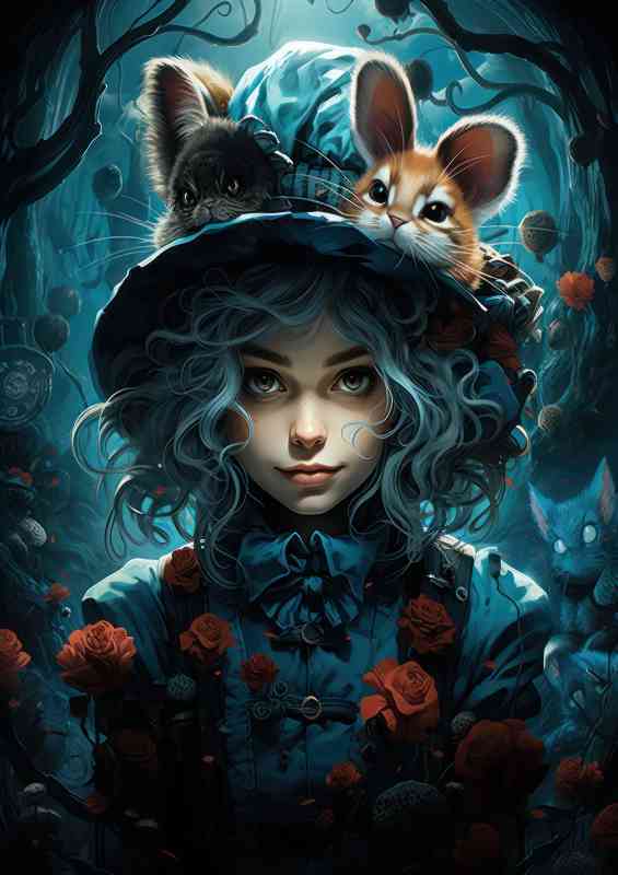 Alice in wonderland with rabbit hat | Di-Bond