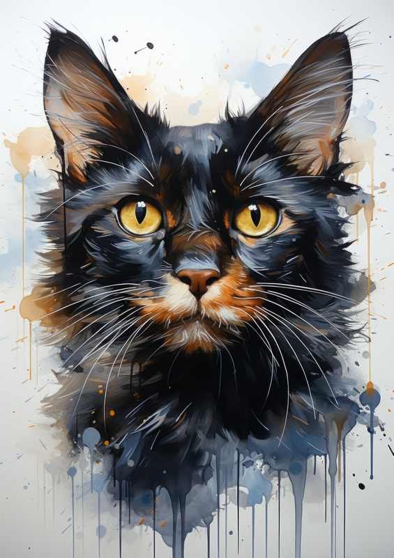 Black Cat in watercolours | Canvas