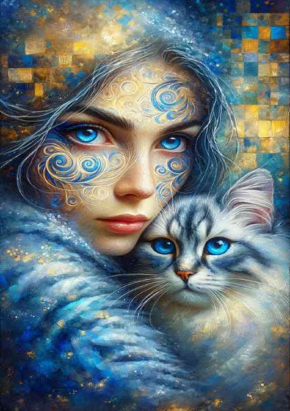 Bond between a woman and a Cat | Metal Poster