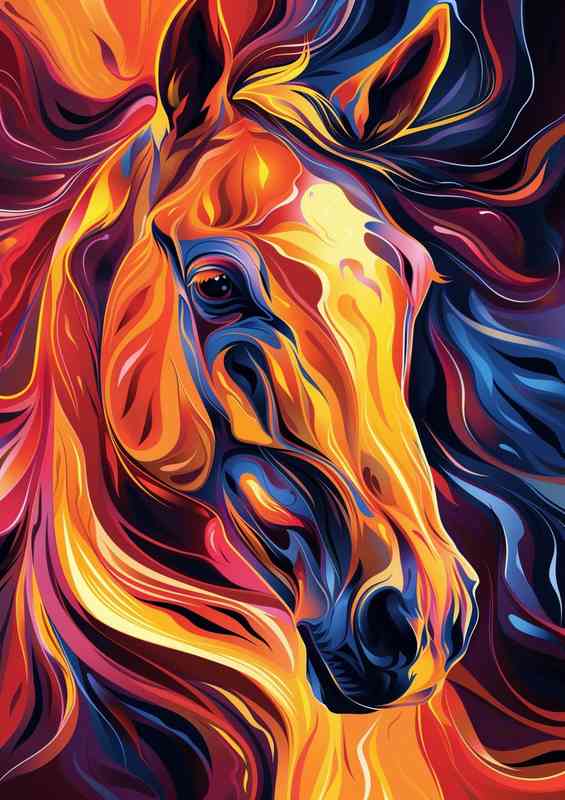 Bright flamed Horse head | Poster