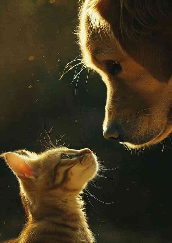 Cat and Dog facing each other | Di-Bond