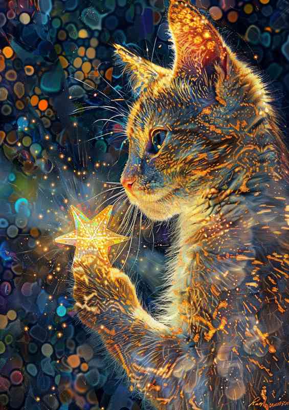 Cat holding a star | Canvas