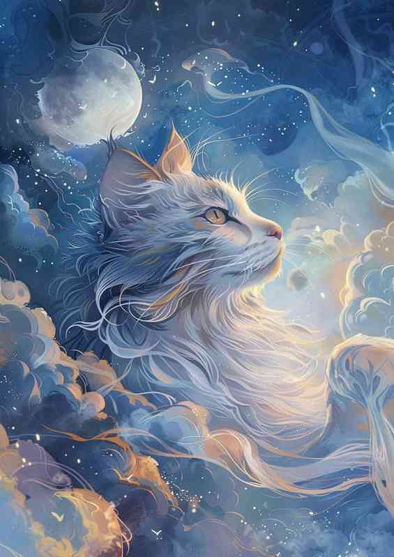 Cat in the sky with the moon | Di-Bond