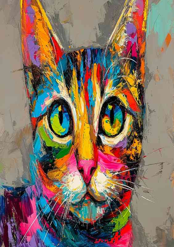 Cat with neon bright colours | Di-Bond