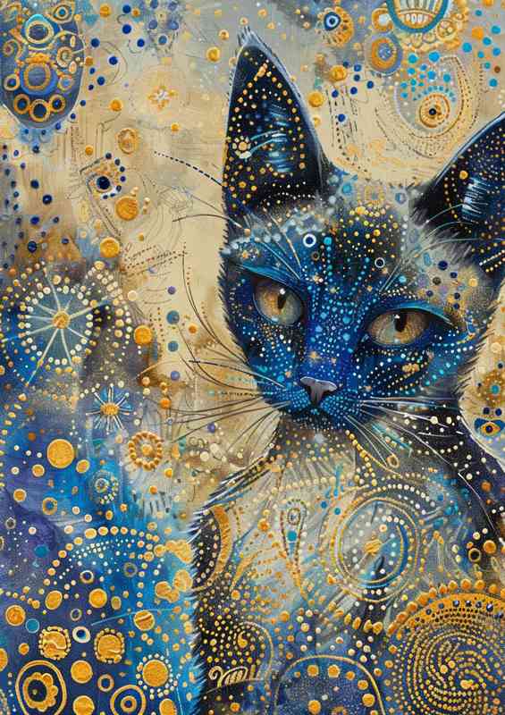 Cat with star patterns | Metal Poster