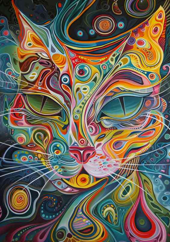 Cats face a psychedelic | Metal Poster