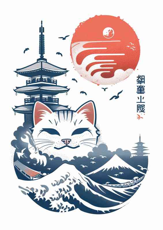 Cute Cat face japanese style art | Canvas