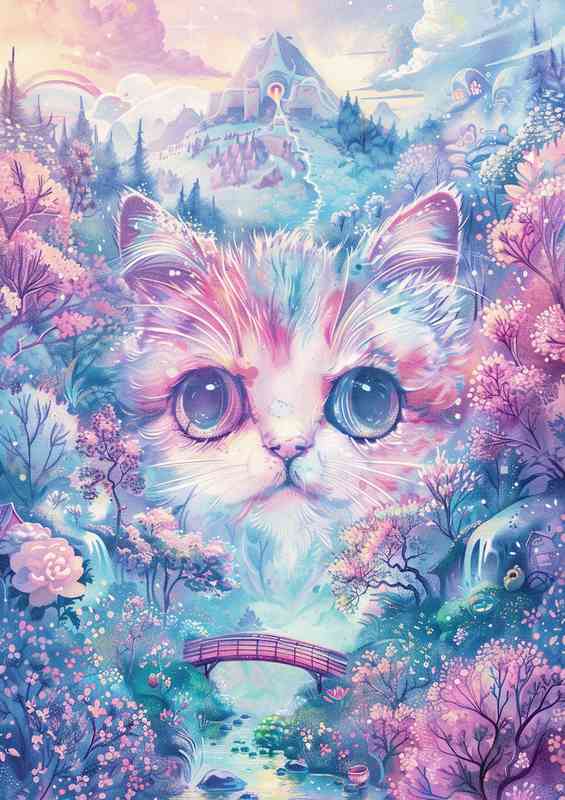 Cute cat face in the mountains | Poster