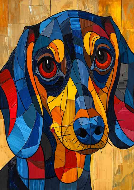 Dachshund dog with red eyes cubisim art | Canvas