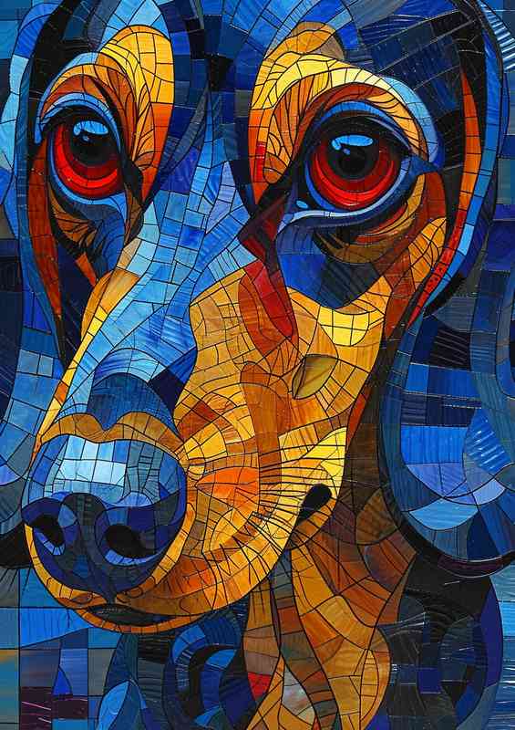 Dachshund dog with red eyesand a stained glass effect | Poster