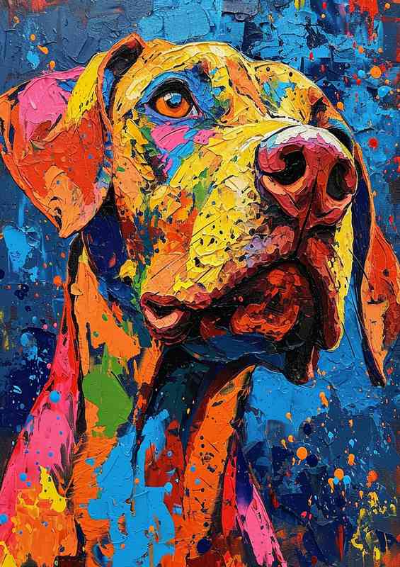 Dimaond dog in a colourful painted style | Metal Poster