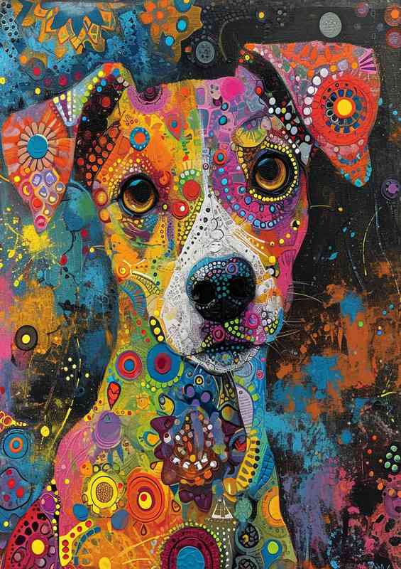 Dog with psychedelic patterdale terrier | Metal Poster