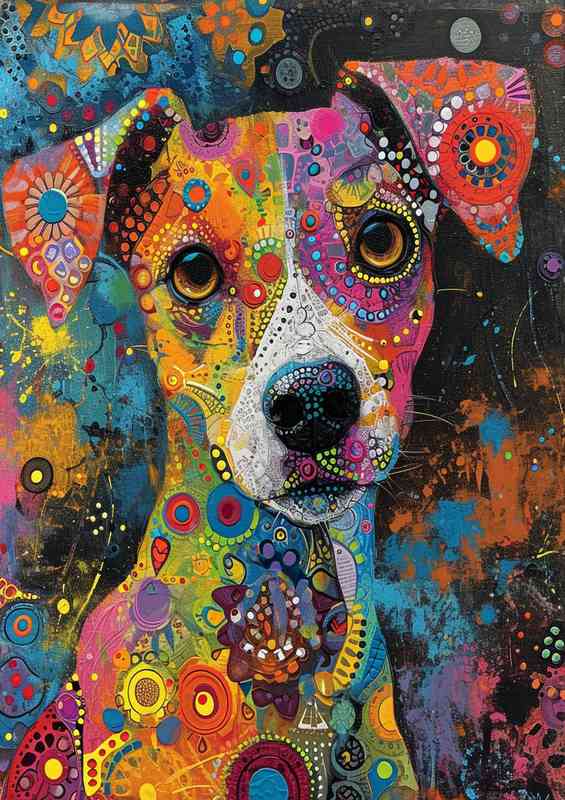 Dog with psychedelic patterdale terrier | Poster