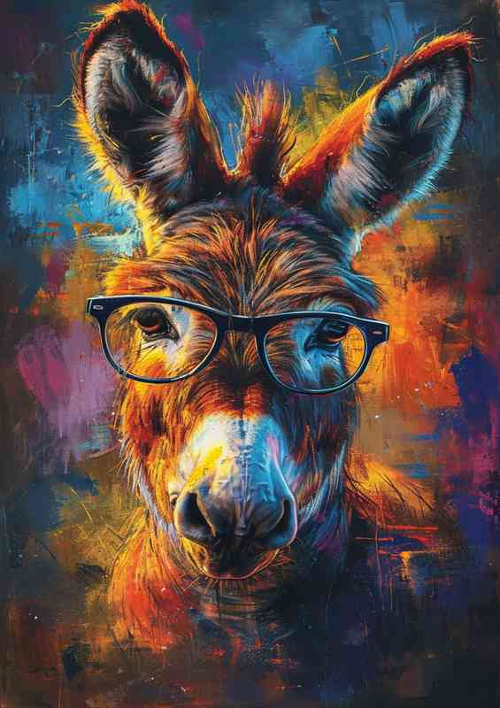 Donkey in glasses looking ream | Poster