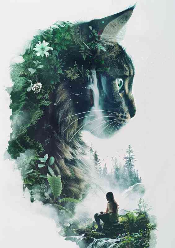 Double exposure of the cat | Canvas