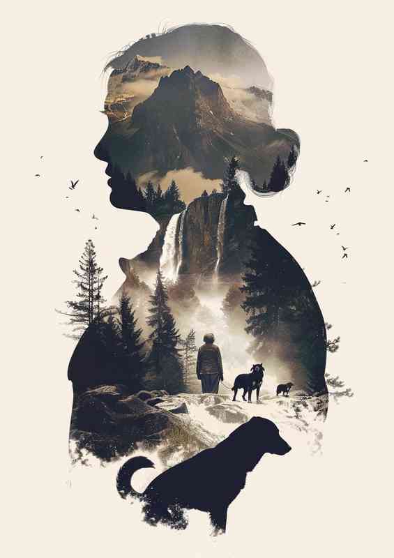 Doudle exposure out for a walk with the Dog | Metal Poster