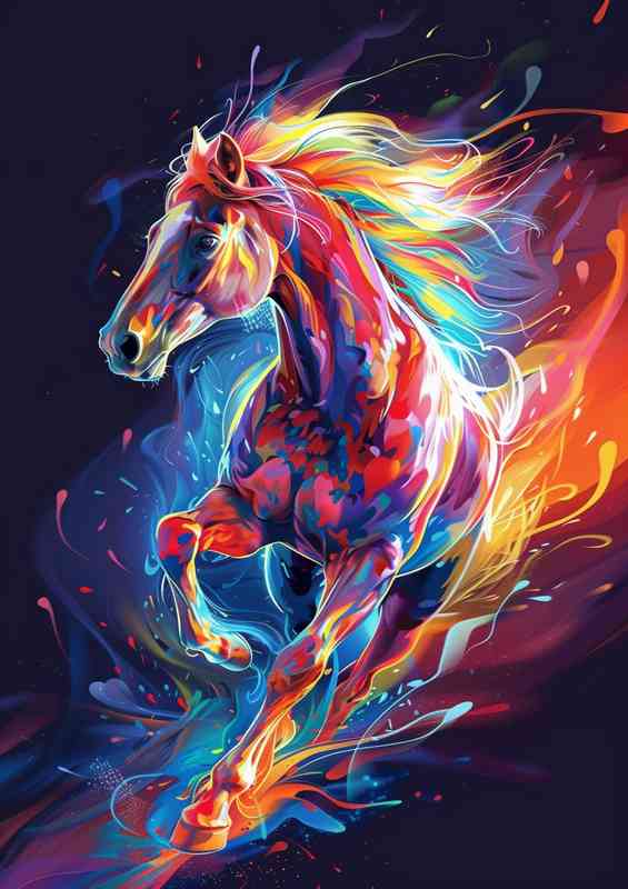 Flamed Horse across the sky | Canvas