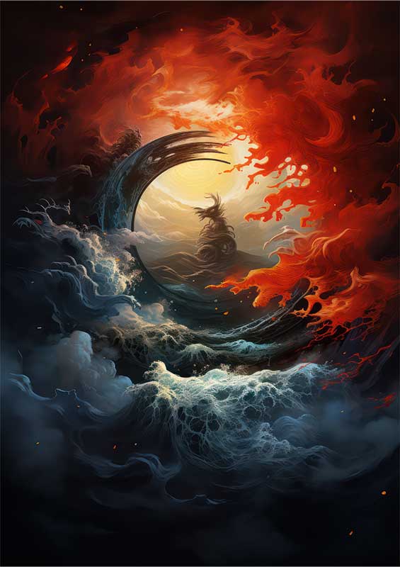 Yin yang sign surrounded by the clouds | Poster