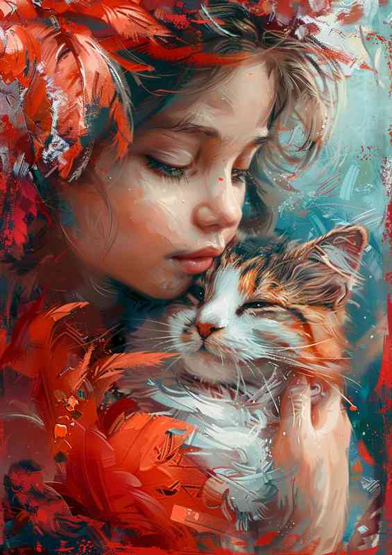 Girl painted with her Cat | Di-Bond
