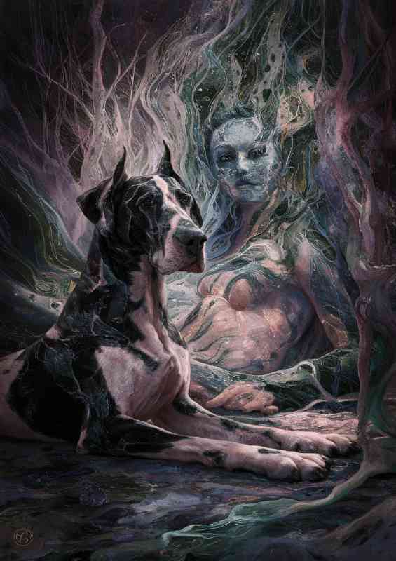 Great Dane and the master | Metal Poster