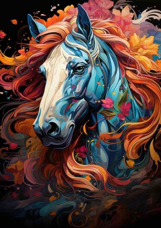 Grey Horse full of colour | Canvas