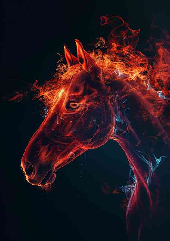 Horse head in flames | Poster