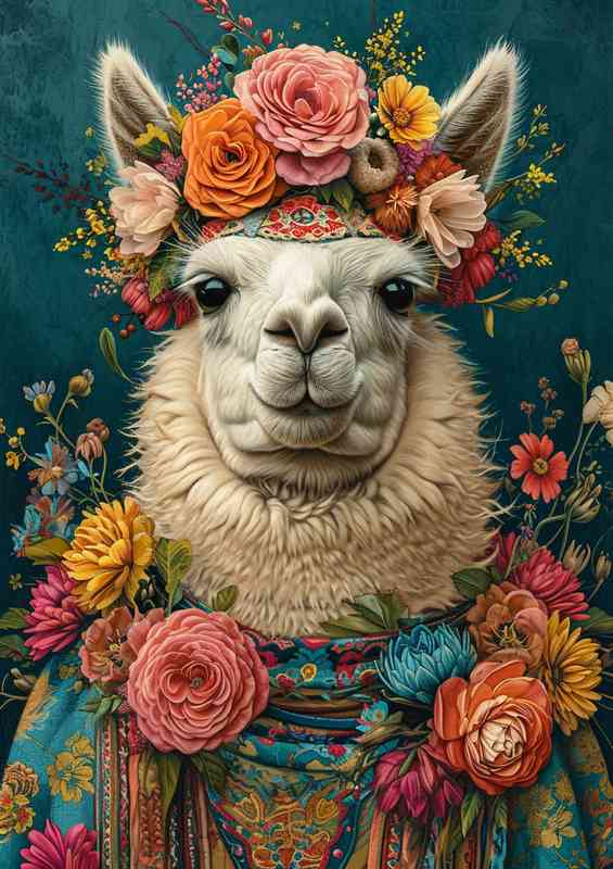LLama in a flowered headset | Canvas