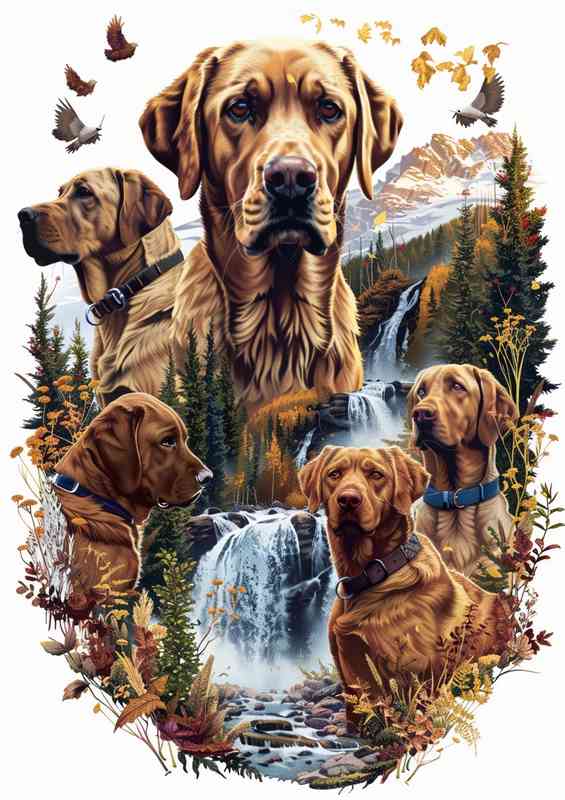 Labrador dogs forest | Poster