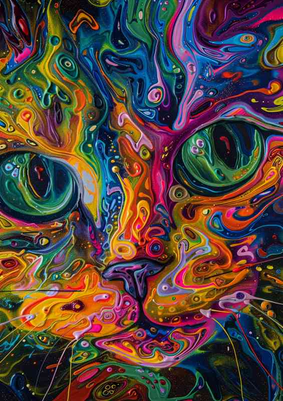 Liquid Painted Cats head | Di-Bond