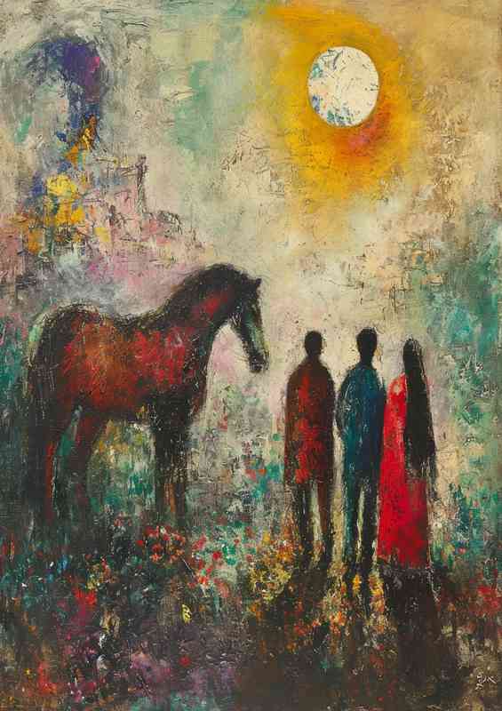 People and a horse abstract style | Di-Bond
