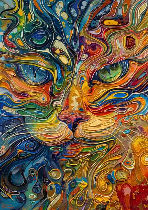 Psychedelia painting a Cats face | Di-Bond